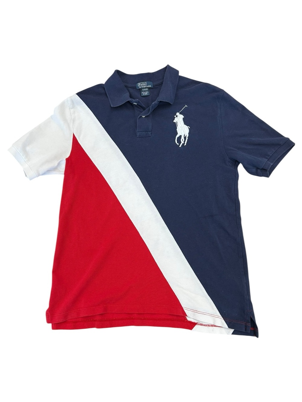 SOLD | Vintage Polo by Ralph Lauren Big Pony Color Block Youth Polo USA
